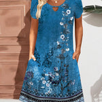 Zeagoo Women's Casual A-Line Dresses with Pockets Floral Tshirt Dress