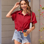 Zeagoo Women's Cotton Button Down Shirts Short Sleeve Casual Shirts