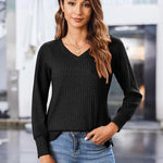 Zeagoo Long Sleeve Shirts for Women V Neck Casual Sweaters