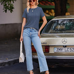 Zeagoo T-Shirt Short Sleeve Tops Casual Crew Neck Blouse (DE Only)