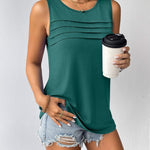 Zeagoo Tank Top Blouses Scooped Neck Pleated Front Shirts