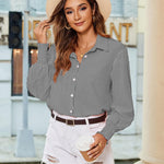 Zeagoo Women's Button Down Shirts Loose Fit Striped Printed Lantern Blouses