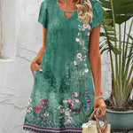 Zeagoo Women's Casual A-Line Dresses with Pockets Floral Tshirt Dress
