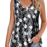 Zeagoo Pleated Tank Tops Loose Fit V Neck Sleeveless Tops