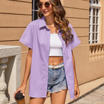 Zeagoo Women's Cotton Button Down Shirts Short Sleeve Casual Shirts