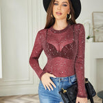 Zeagoo Mesh Top Women Long Sleeve See Through Shirt