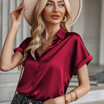 Satin Button Down Shirts- Zeagoo (Us Only)