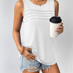 Zeagoo Tank Top Blouses Scooped Neck Pleated Front Shirts