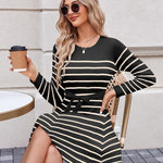 Zeagoo Women's Casual Dress Tie Waist Fall Ribbed Dress