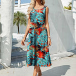 Zeagoo Floral Beach Sundress Casual A-Line Midi Tank Dresses