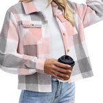 Zeagoo Flannels for Women Cropped Shacket Jacket