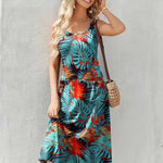 Zeagoo Floral Beach Sundress Casual A-Line Midi Tank Dresses