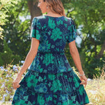 Zeagoo Summer Tiered Mini Dress with Pockets Ruffle Sleeve Dress