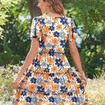 Zeagoo Summer Tiered Mini Dress with Pockets Ruffle Sleeve Dress