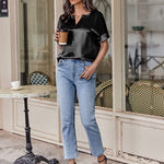 Satin Silk Blouse Tops - Zeagoo (Us Only)