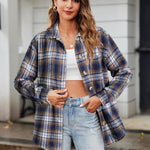 Zeagoo Women Flannel Shacket Jacket Plaid Button Down Shirt
