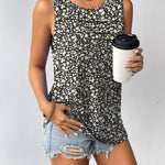 Zeagoo Tank Top Blouses Scooped Neck Pleated Front Shirts