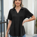 Zeagoo Short Sleeve Polo T Shirts Pleated V Neck Tee