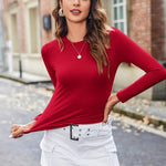Zeagoo Women Y2K Crewneck Long Sleeve Slim Fit T-Shirt
