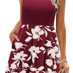Zeagoo Summer Dress Knee-Length Round Neck Floral Dress (DE Only)