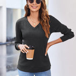 Zeagoo Long Sleeve Shirts for Women V Neck Casual Sweaters
