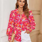 Zeagoo Women's Button Down Shirts Loose Fit Striped Printed Lantern Blouses