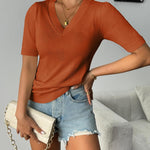 Zeagoo Short Sleeve Sweaters Soft Casual V Neck Pullover Tops