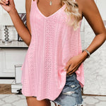 Zeagoo Flowy Strap Eyelet Embroidery Sleeveless Casual Tank Top
