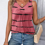 Zeagoo Tank Tops Loose Fit V Neck Ruched Sleeveless Tops