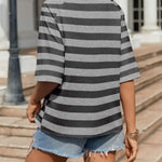 Zeagoo Oversized Loose Fit Short Sleeve Striped Tops