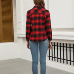 Zeagoo Women's Checked Blouse Long Sleeve V-Neck Shirt (DE Only)