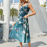 Zeagoo Floral Beach Sundress Casual A-Line Midi Tank Dresses
