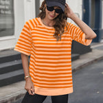 Zeagoo Women Striped T Shirts Oversized Short Sleeve Tops