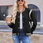 Zeagoo Women's Bomber Jacket Casual Striped Button Down Coat