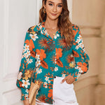 Zeagoo Women's Button Down Shirts Loose Fit Striped Printed Lantern Blouses