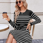 Zeagoo Women's Casual Dress Tie Waist Fall Ribbed Dress