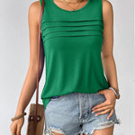 Zeagoo Tank Top Blouses Scooped Neck Pleated Front Shirts