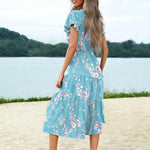 Zeagoo Women's Casual Dress Flutter Button Down Tiered Flowy Dress