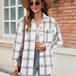 Zeagoo Women Flannel Shacket Jacket Plaid Button Down Shirt