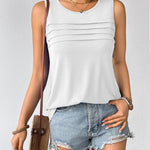 Zeagoo Tank Top Blouses Scooped Neck Pleated Front Shirts