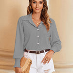 Zeagoo Women's Button Down Shirts Loose Fit Striped Printed Lantern Blouses
