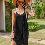 Zeagoo Spaghetti Strap Dress Casual V Neck Beach Dress (DE Only)