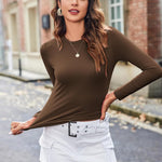 Zeagoo Women Y2K Crewneck Long Sleeve Slim Fit T-Shirt