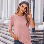 Zeagoo Loose Short Sleeve Tunic Tops Crochet Knit Pullover Sweater