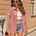 Zeagoo Women's Cotton Button Down Shirts Short Sleeve Casual Shirts