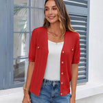 Zeagoo Short Sleeve Cardigan Button Down Ribbed Knit Sweater Tops