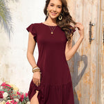 Zeagoo Women's Dress Round Neck Knee-Length Casual Dress (DE Only)