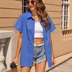 Zeagoo Women's Cotton Button Down Shirts Short Sleeve Casual Shirts