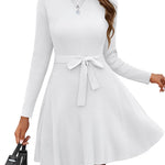 Zeagoo Women's Casual Dress Tie Waist Fall Ribbed Dress