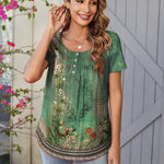 Zeagoo Women Tunic Tops Dressy Casual Short Sleeve Floral Shirts